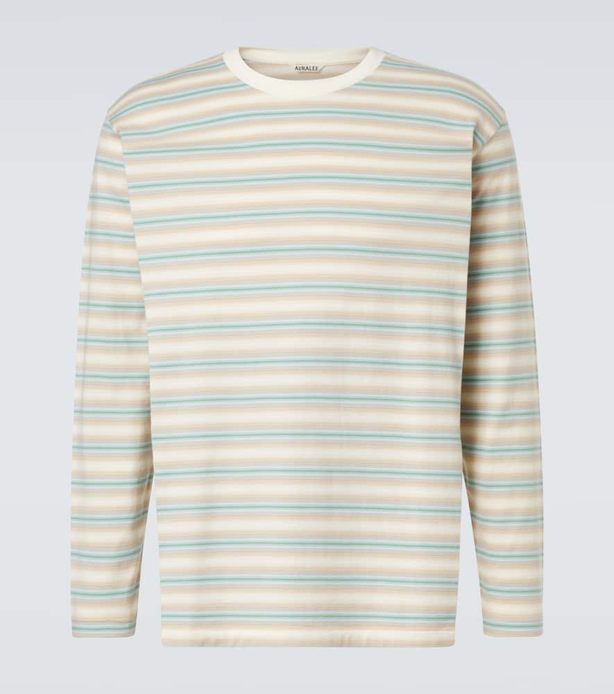 Auralee Striped Cotton Jersey T-shirt In Multi