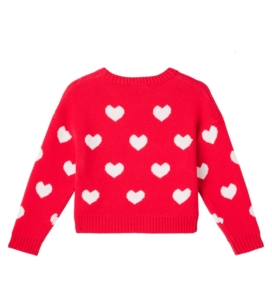 Monnalisa Printed Cotton And Wool Sweater In Red