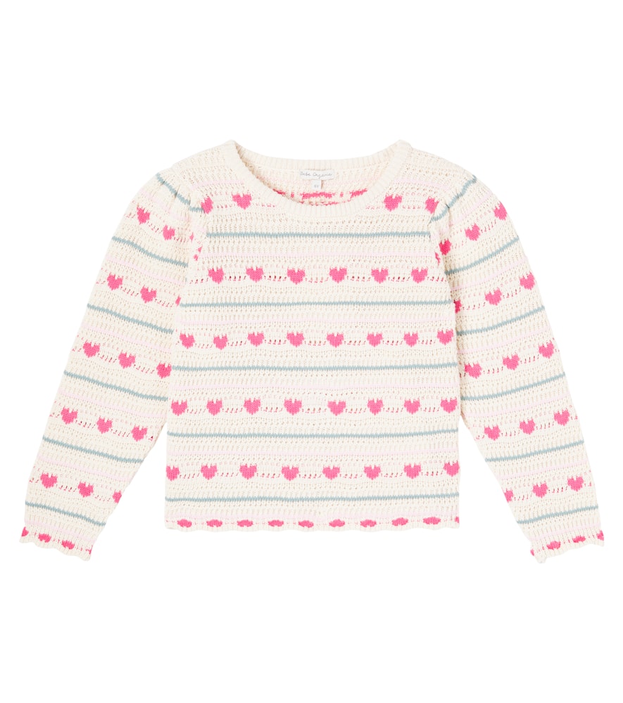 Bebe Organic Josie Crochet Cotton And Wool Sweater In Pink