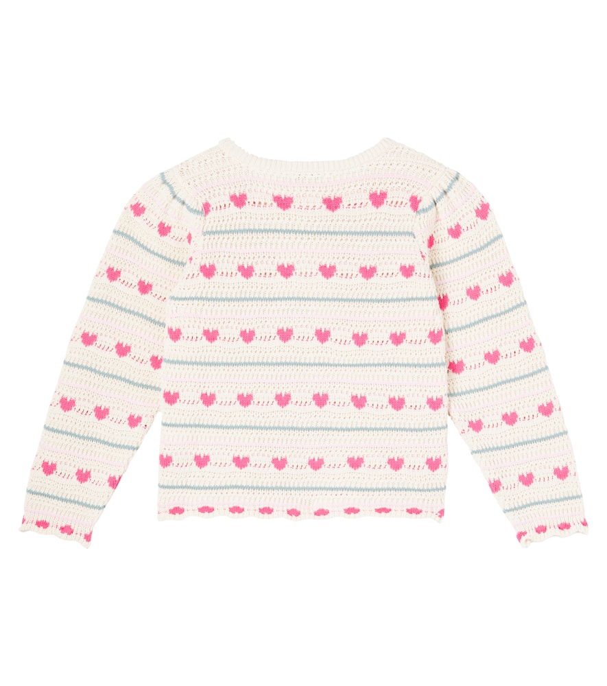 Bebe Organic Josie Crochet Cotton And Wool Sweater In Pink
