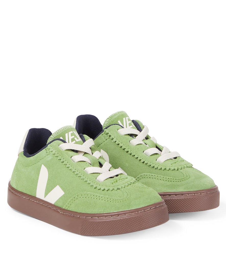 Veja Kids Suede Small Volley Trainers In Green