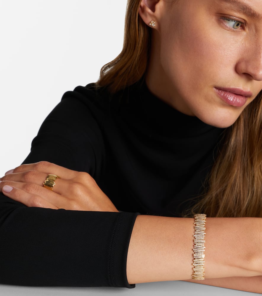 Suzanne Kalan Medium 18kt Gold Bangle With Diamonds In Gold