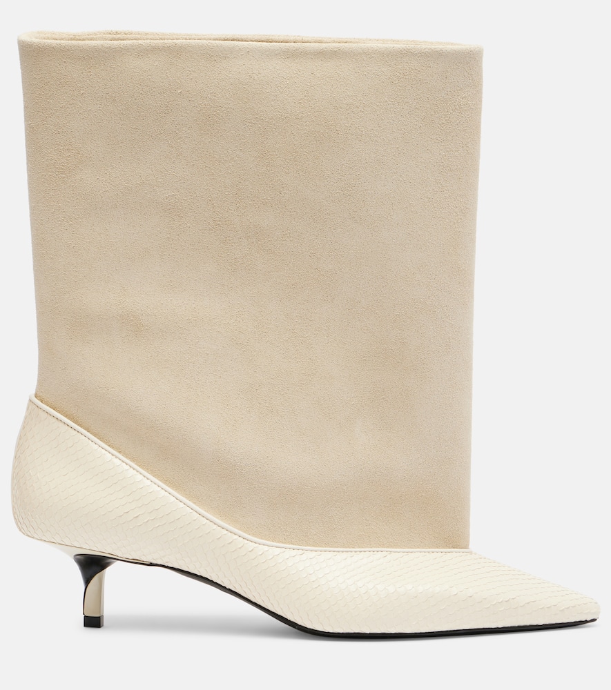 Jacquemus Tourni Leather And Suede Ankle Boots In Brown