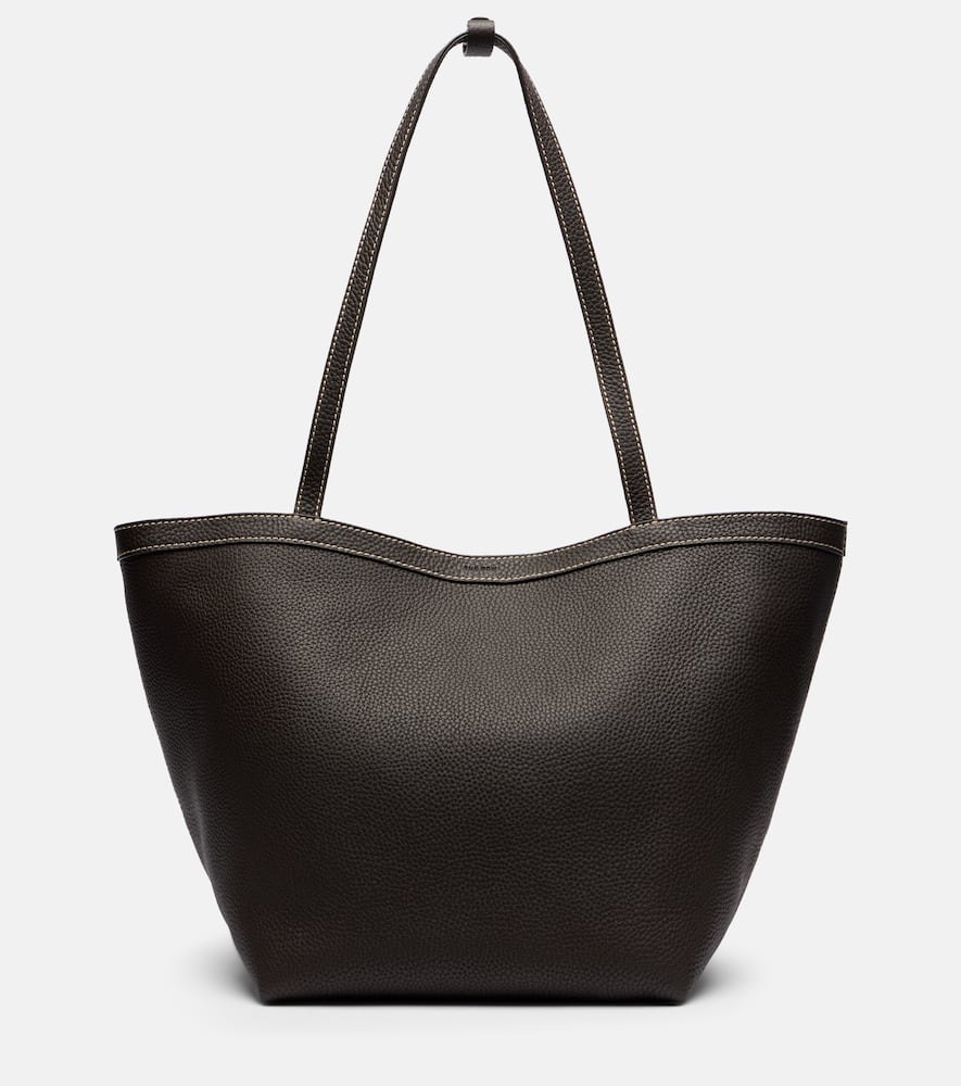 The Row Park Large Leather Tote Bag In Brown