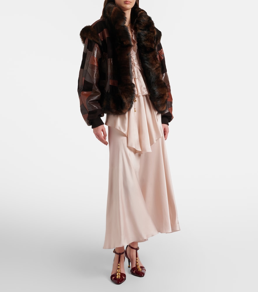 Chloé Lace-trimmed silk satin top