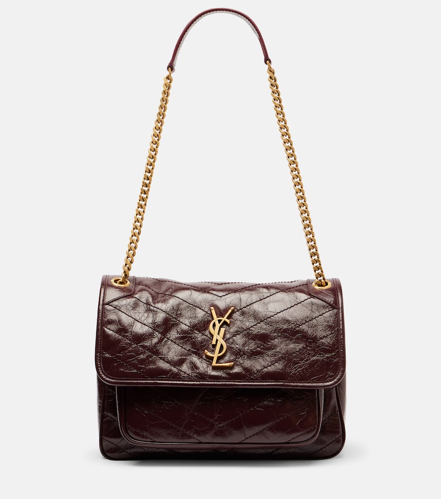 Saint Laurent Niki Medium Leather Shoulder Bag In Burgundy