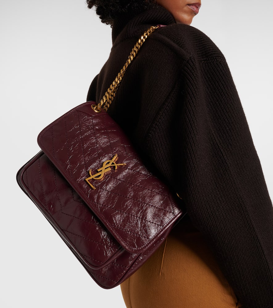 Saint Laurent Niki Medium Leather Shoulder Bag In Burgundy