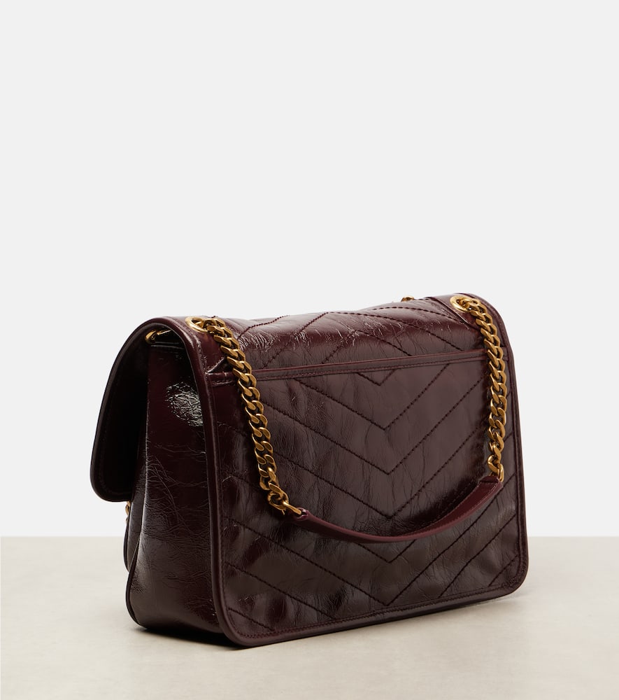 Saint Laurent Niki Medium Leather Shoulder Bag In Burgundy