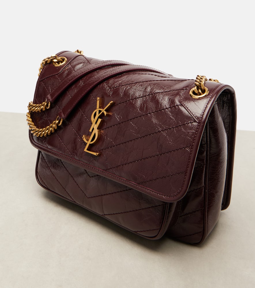 Saint Laurent Niki Medium Leather Shoulder Bag In Burgundy