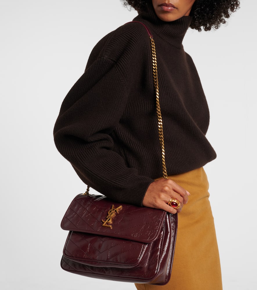 Saint Laurent Niki Medium Leather Shoulder Bag In Burgundy