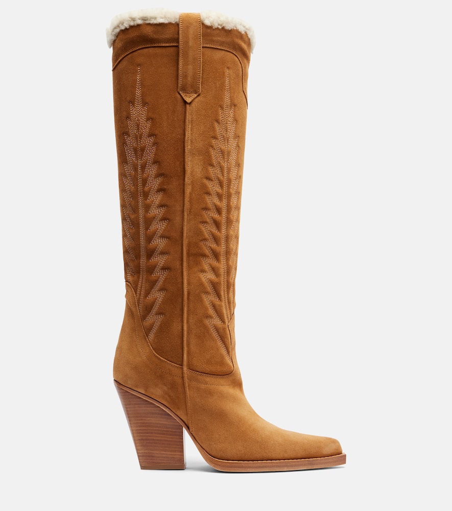 Paris Texas Winter El Dorado Suede Cowboy Boots In Brown