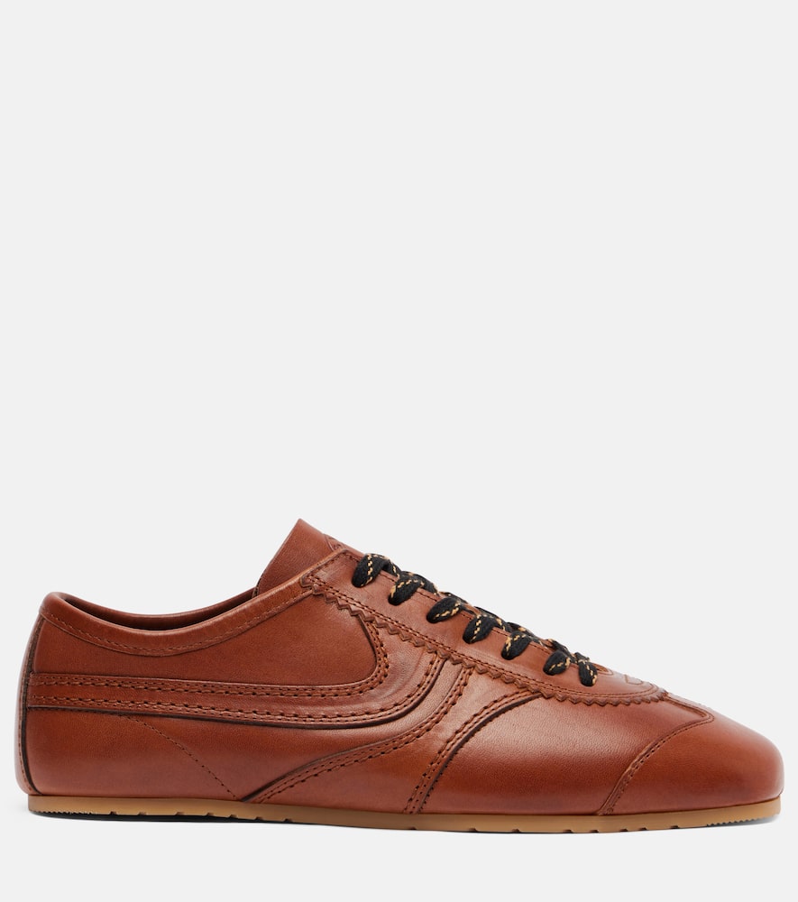 Dries Van Noten Leather Sneakers In Brown