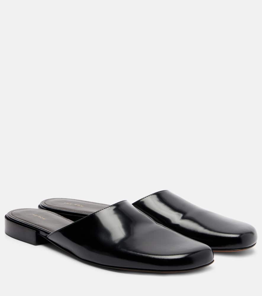 The Row Penelope Leather Mules In Black