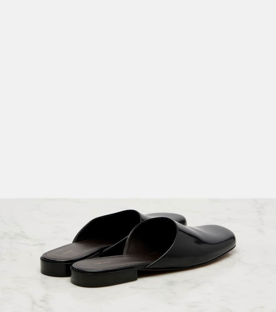 The Row Penelope Leather Mules In Black