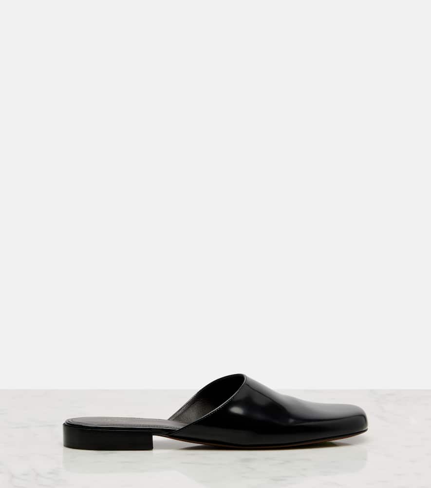 The Row Penelope Leather Mules In Black