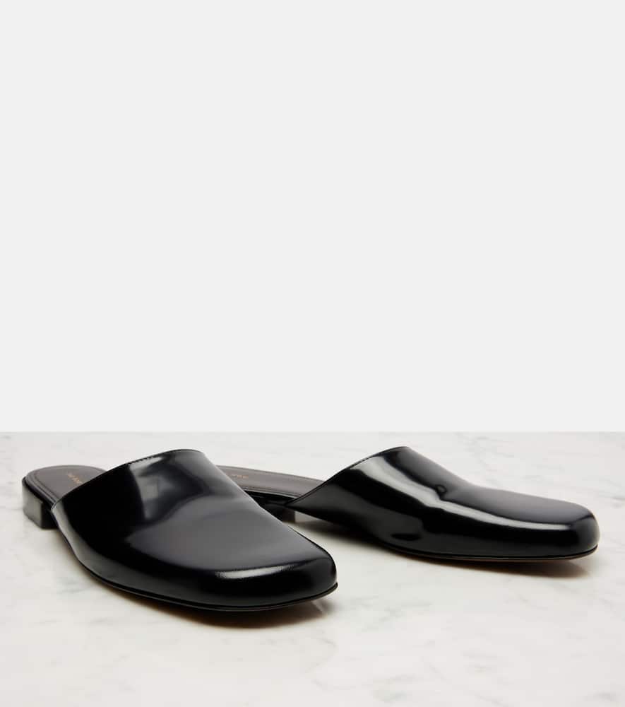 The Row Penelope Leather Mules In Black