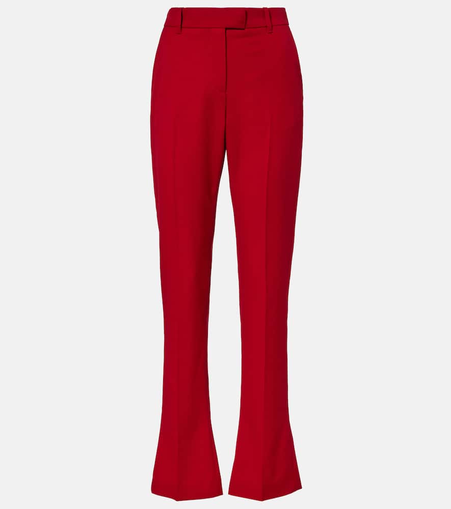 Alexander Mcqueen Wool Flared Pants In Red