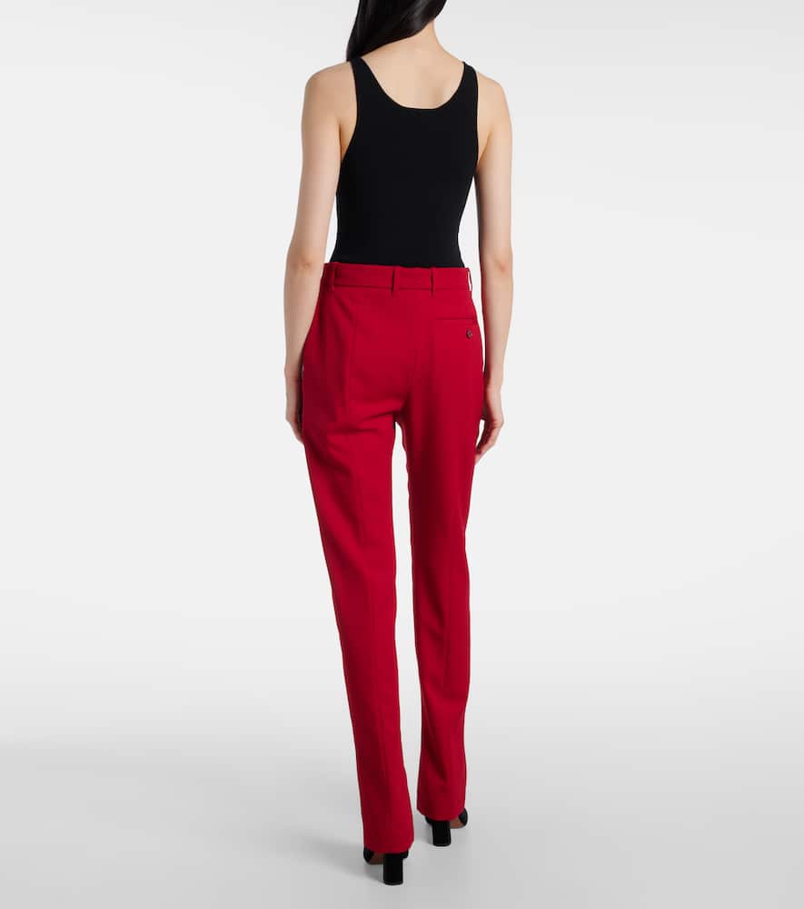 Alexander Mcqueen Wool Flared Pants In Red