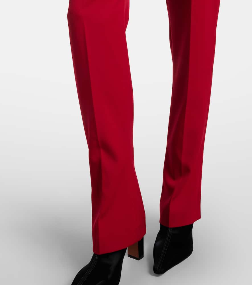 Alexander Mcqueen Wool Flared Pants In Red