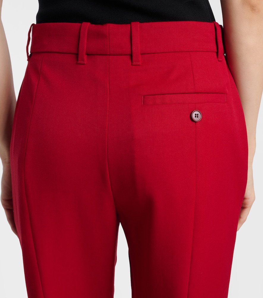 Alexander Mcqueen Wool Flared Pants In Red