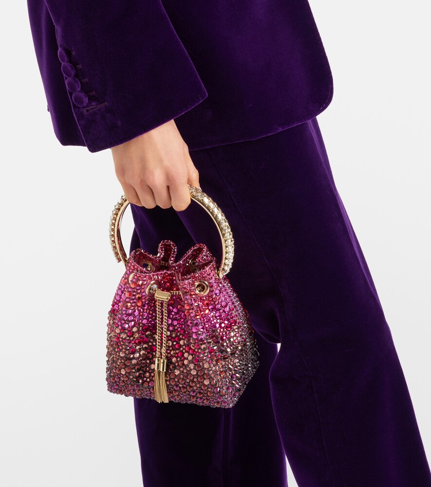 Jimmy Choo Bon Bon embellished satin bucket bag