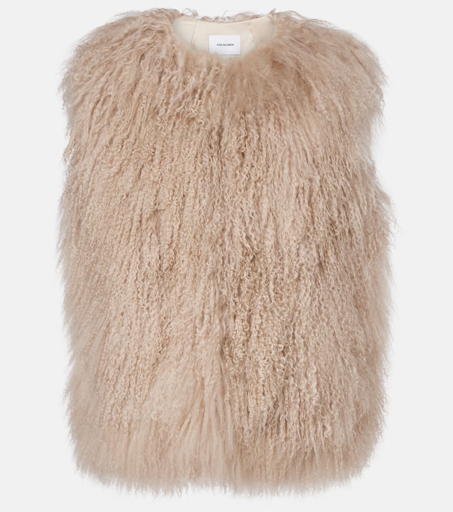 Yves Salomon Shearling Gilet In Brown