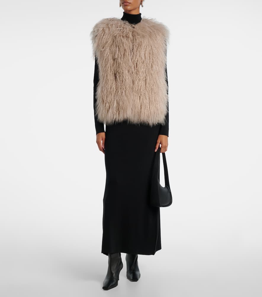 Yves Salomon Shearling Gilet In Brown