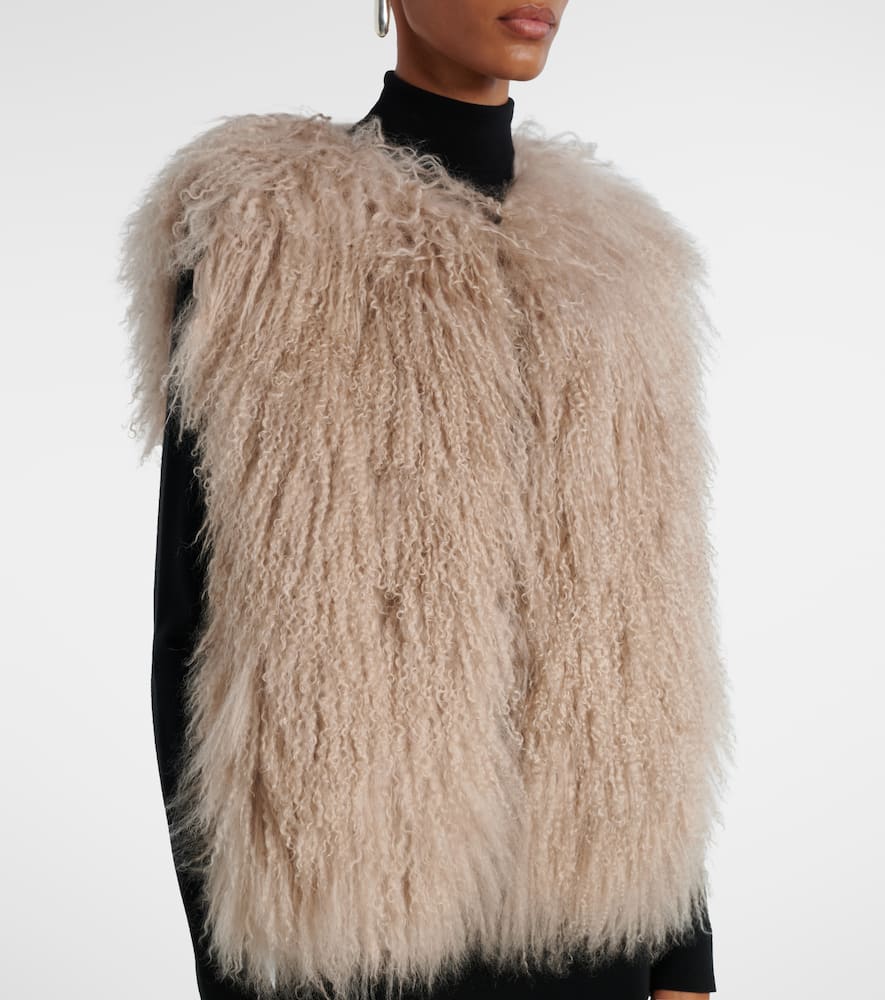 Yves Salomon Shearling Gilet In Brown