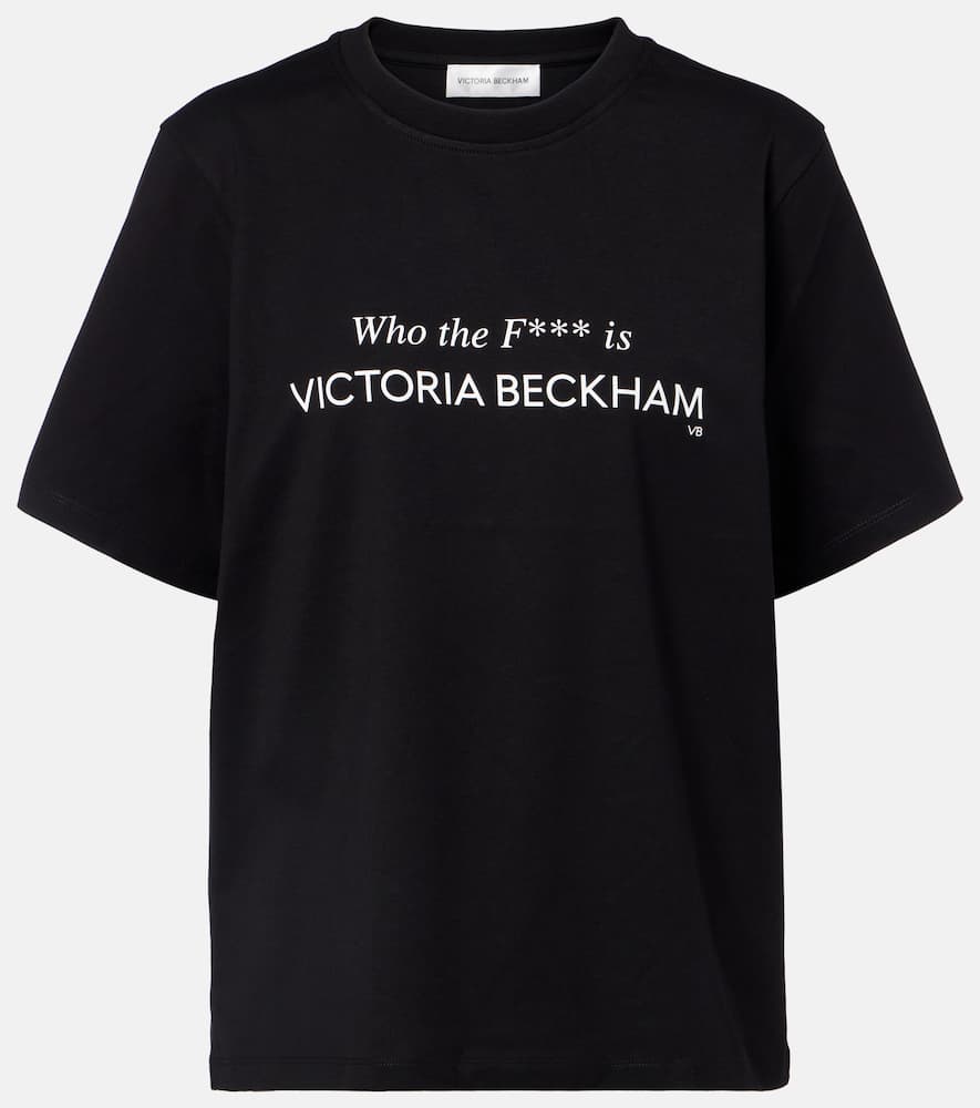 Victoria Beckham Printed Cotton Jersey T-shirt In Black