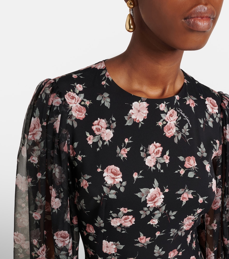 Dolce&Gabbana Floral Silk-Blend Charmeuse Midi Dress