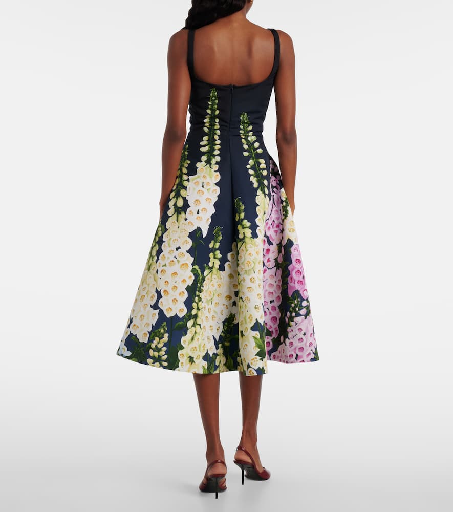 Oscar De La Renta Multi Foxglove Degrade Printed Faille Midi Cocktail Dress In Multi