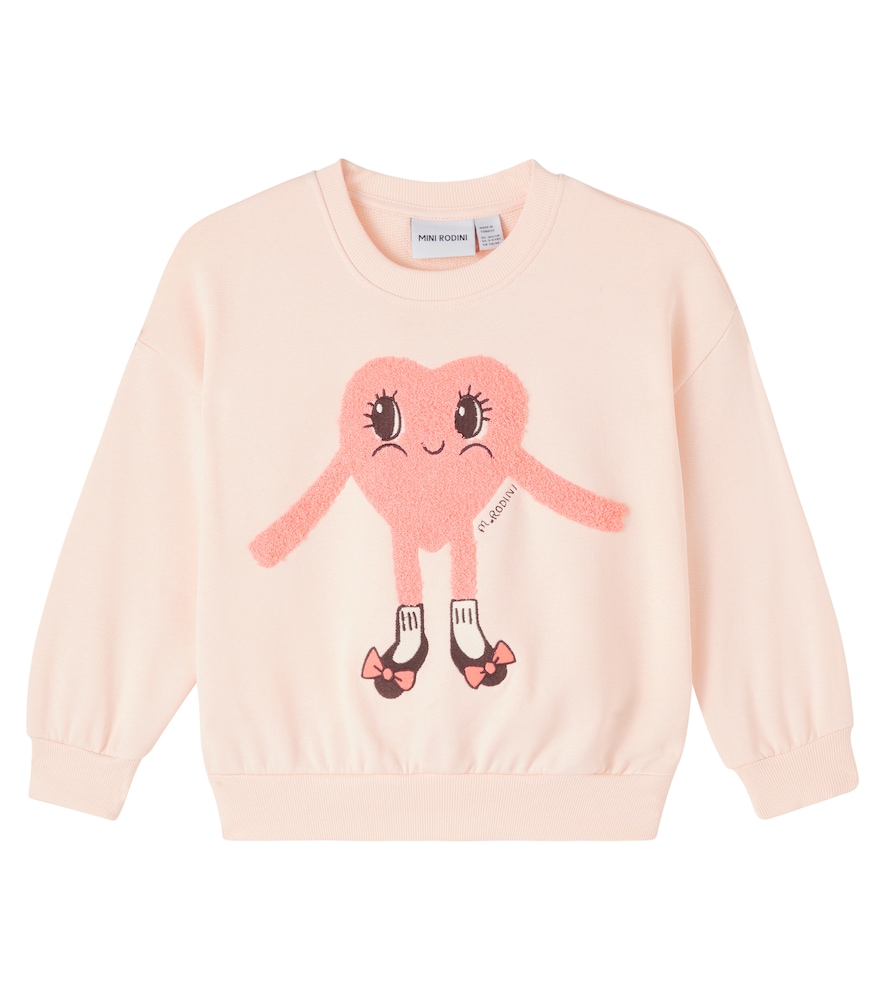 Mini Rodini Pink Heart In Shoes Cotton Sweatshirt Y 10/11 - Mytheresa