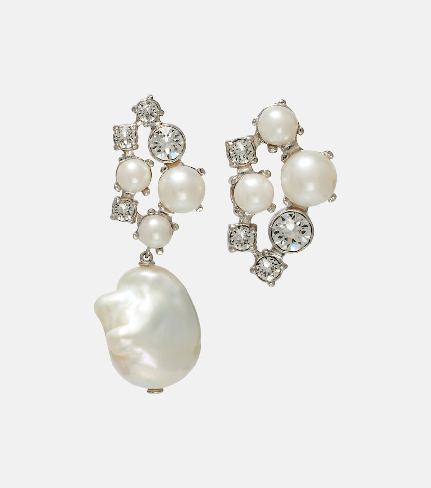 Givenchy Women's Silver Crystal Pearl Asymmetric Earrings - Mytheresa