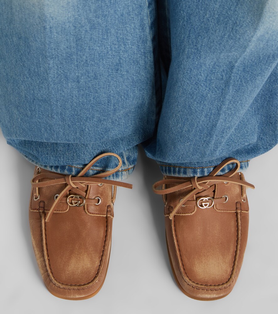 Gucci GG leather boat shoes