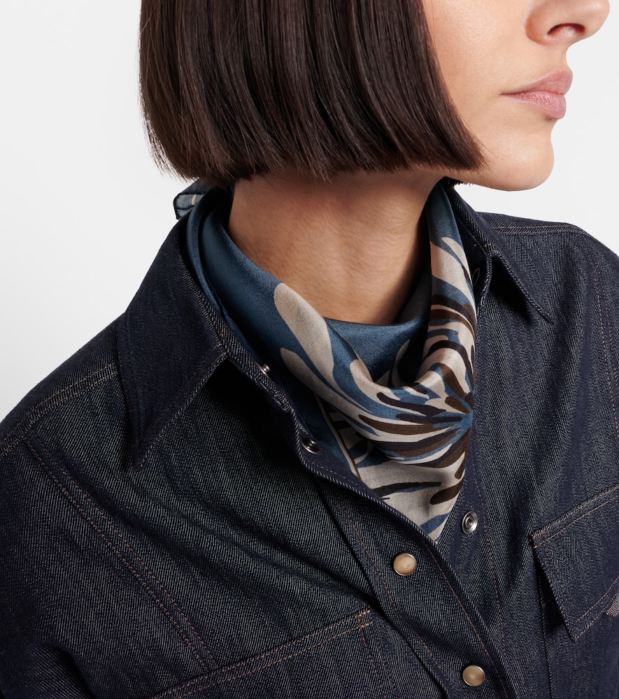 Brunello Cucinelli Floral silk twill scarf