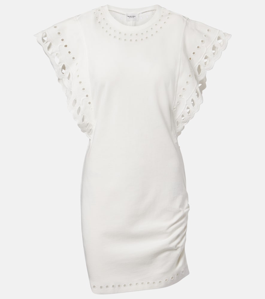 Marant Etoile Women's White Orlane Embroidered Cotton Minidress Uk Size 12