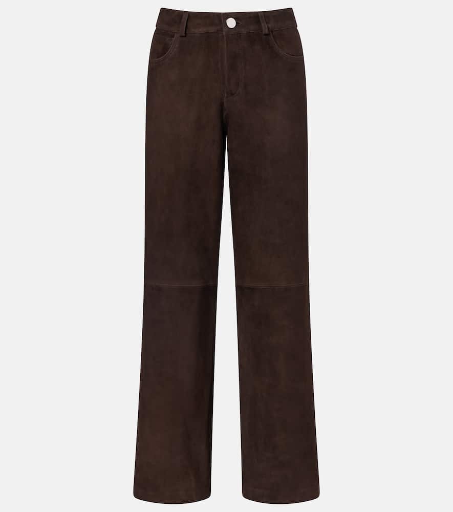 Nour Hammour Milo Suede Wide-leg Pants In Brown