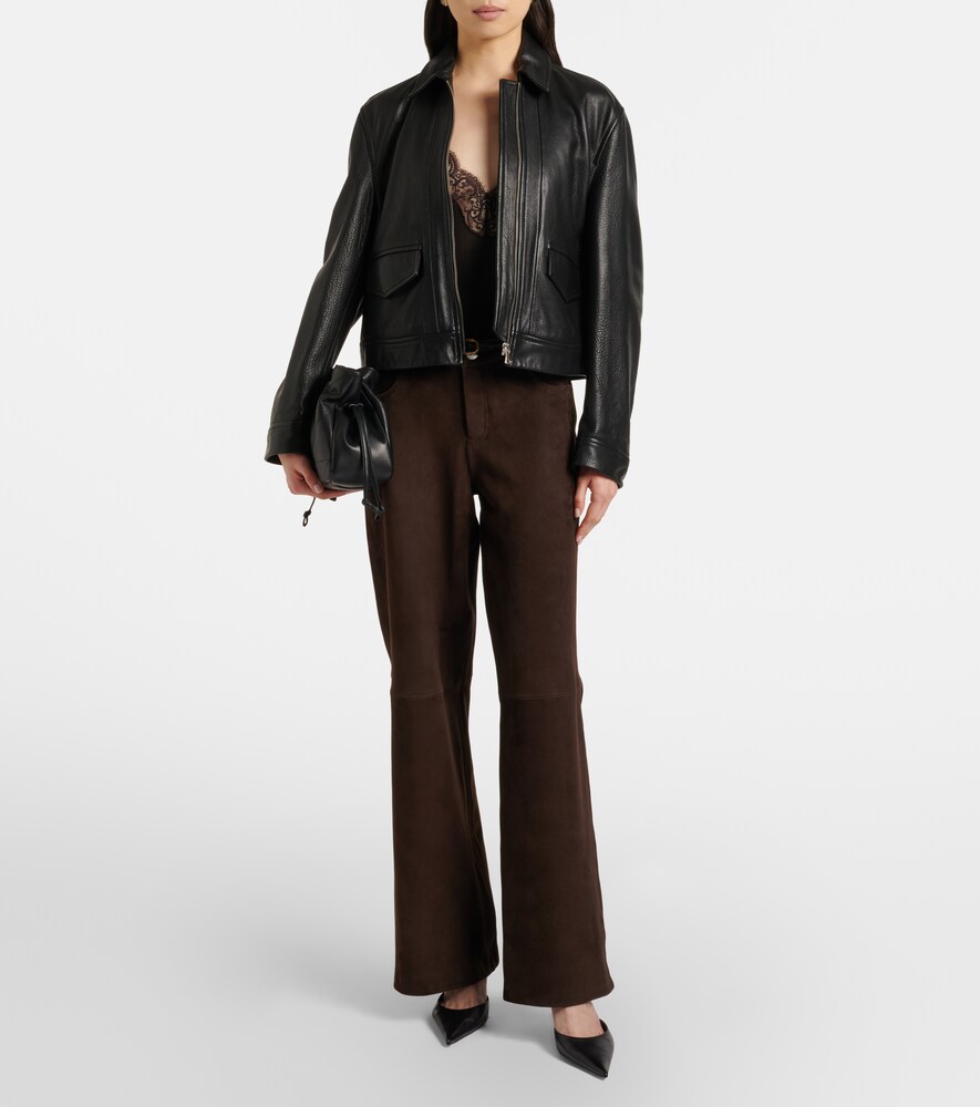  Nour Hammour Nour Hammour Milo Suede Wide-leg Pants 