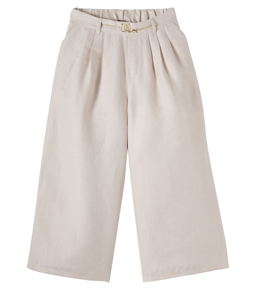 Chloé Kids Linen And Cotton Pants In Pink