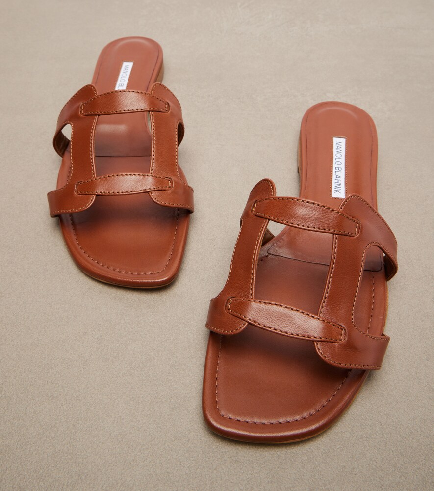  Manolo Blahnik Manolo Blahnik Grellanuflat Leather Sandals 