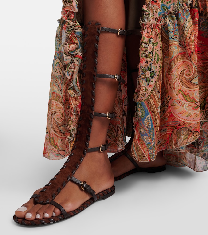 Gianvito Rossi Zaira suede and leather gladiator sandals