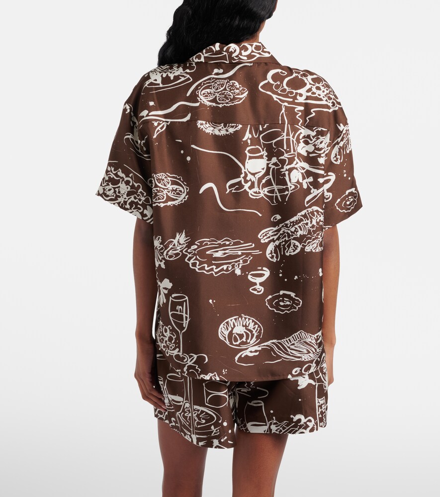  Asceno Asceno Prague Printed Silk Twill Bowling Shirt 