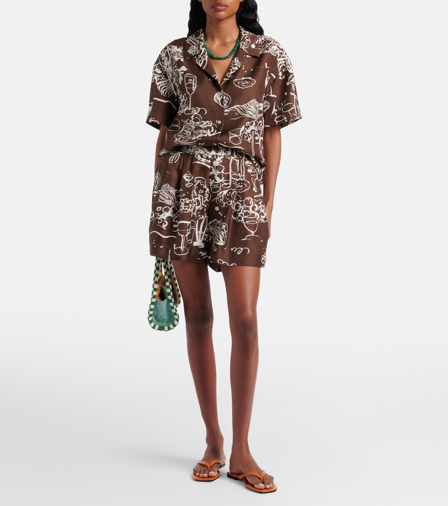  Asceno Asceno Prague Printed Silk Twill Bowling Shirt 