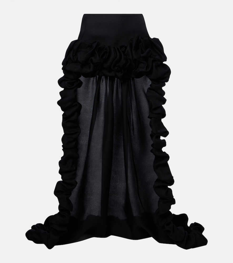 Saint Laurent Asymmetric Ruffled Silk Gazar Miniskirt