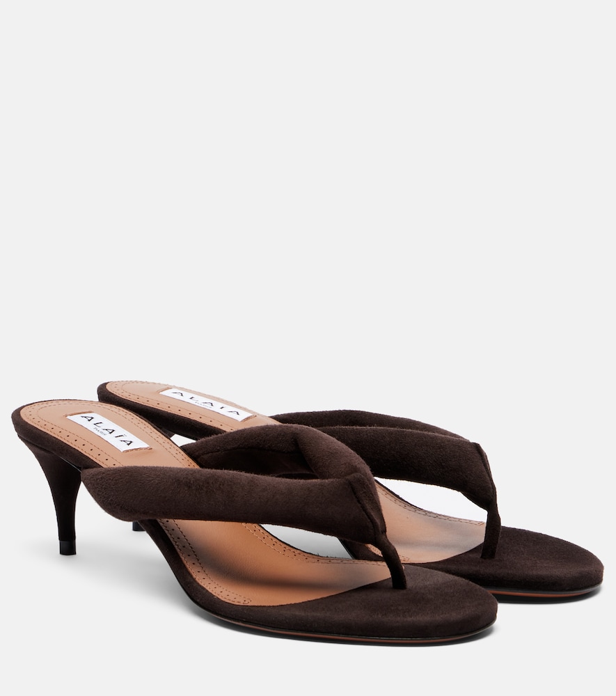 Alaia Women's Brown Suede Thong Sandals UK Size 6 - Mytheresa