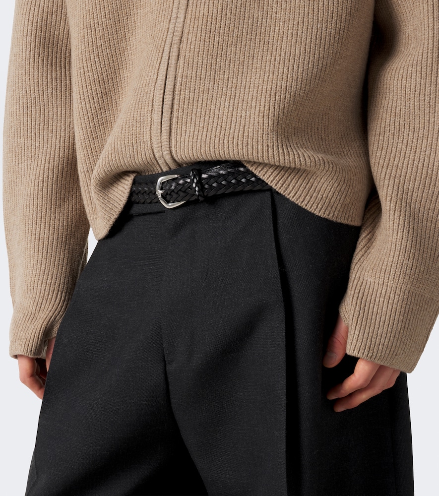 Ribbed-Knit Wool Zip-Up Sweater