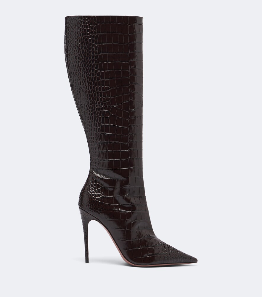 Vera Croc-Effect Knee-High Boots