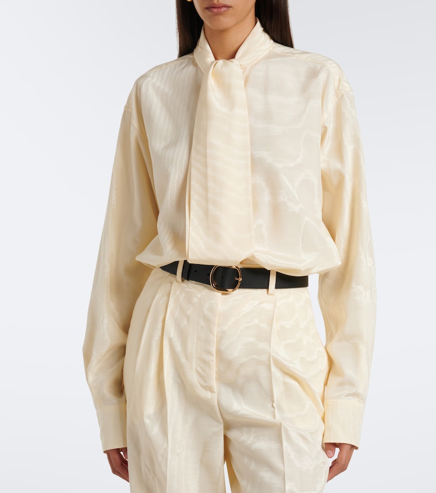 Tie-Neck Moiré Blouse
