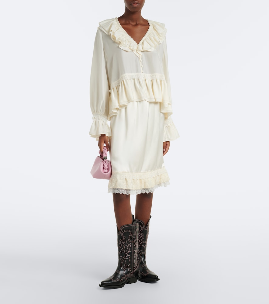 Lace-Trimmed Ruffled Blouse