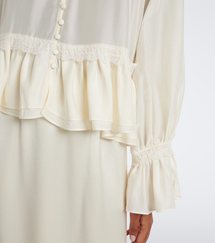 Lace-Trimmed Ruffled Blouse